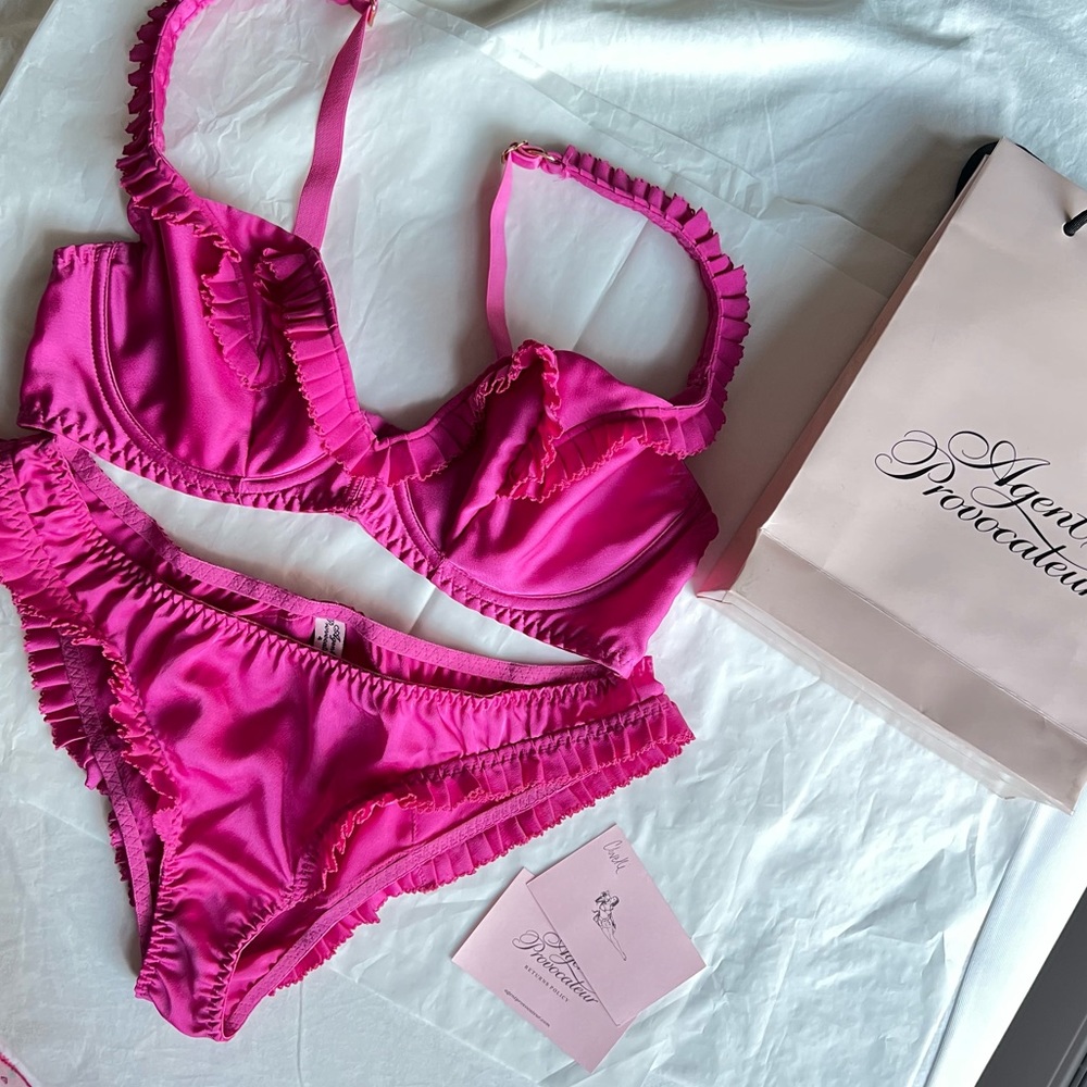 Agent Provocateur FLORINE satin set bra + pants 36C + 4